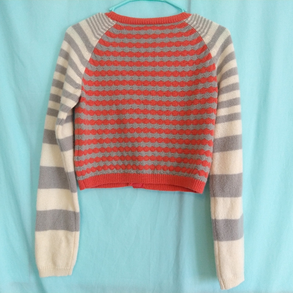 Lili's Closet cropped striped cardigan sweater wool sunset sails Anthrop… - Picture 8 of 10